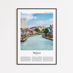 Impression couleur Malacca, affiche photo réelle Malacca, cadeau affiche de voyage Malacca, affiche de voyage en Malaisie, impression ville minimale, impression d&#39;art mural