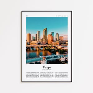Tampa Color Print, Tampa Real Photo Poster, Tampa Travel Poster Gift, Florida, United States, USA Travel poster, Minimal City Print