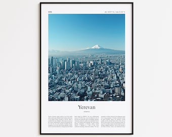 Jerevan kleurenafdruk, Jerevan echte foto poster, Jerevan reisposter cadeau, Armenië reisposter, Minimal City Print, Wall Art Print