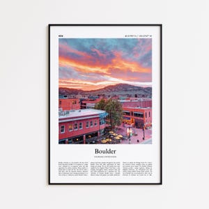 Boulder kleurenafdruk, Boulder echte foto poster, Boulder reizen poster cadeau, Colorado, Verenigde Staten, VS reisposter, minimale stad print