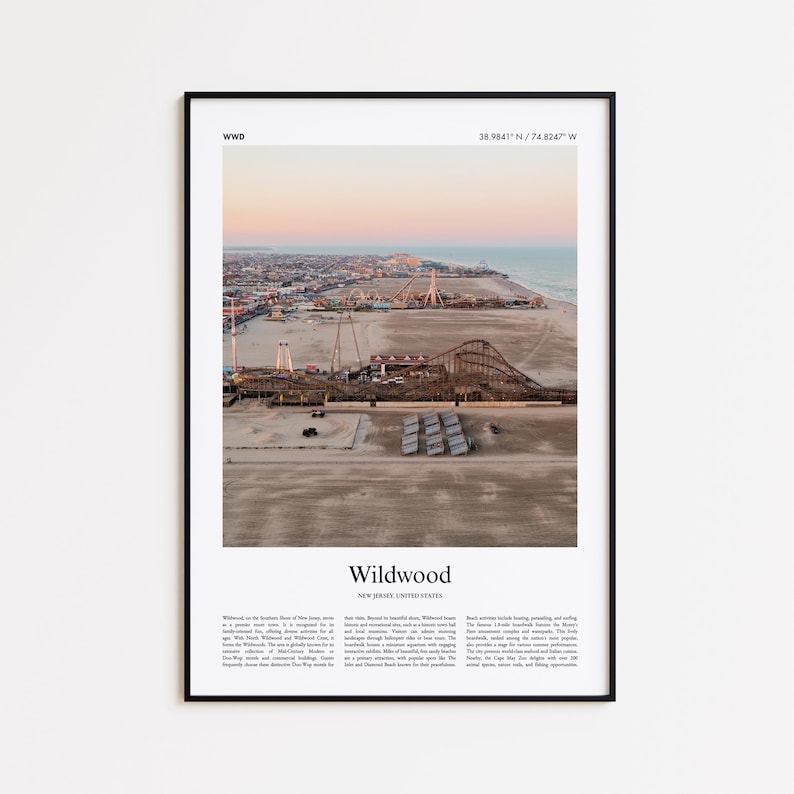 Wildwood Color Print, Wildwood Real Photo Poster, Wildwood Travel Poster Gift, New Jersey, United States, USA Travel poster, Minimal Print image 1