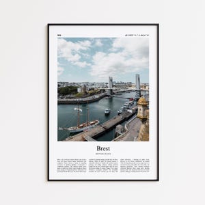 Brest Color Print, Brest Real Photo Poster, Brest Travel Poster Gift, Brittany, France Travel poster, Minimal City Print, Wall Art Print