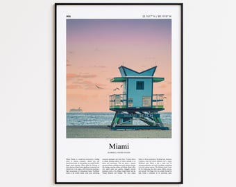 Miami Color Print, Miami Real Photo Poster, Miami Travel Poster Gift, Florida, United States, USA Travel poster, Minimal City Print