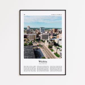 Wichita Color Print, Wichita Real Photo Poster, Wichita Travel Poster Gift, Kansas, United States, USA Travel poster, Minimal City Print