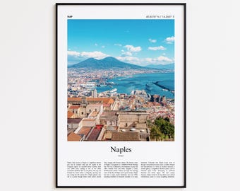 ナポリ旅行プリント - ナポリポスター、イタリア壁アート、額入り
