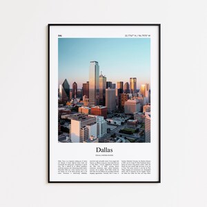 Dallas Color Print, Dallas Real Photo Poster, Dallas Travel Poster Gift, Texas, United States, USA Travel poster, Minimal City Print
