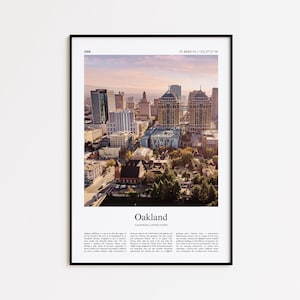 Oakland Color Print, Oakland Real Photo Poster, Oakland Travel Poster Gift, California, United States, USA Travel poster, Minimal City Print