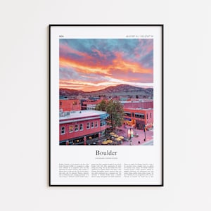 Boulder Color Print, Boulder Real Photo Poster, Boulder Travel Poster Gift, Boulder, Colorado Travel poster, Minimal City Print