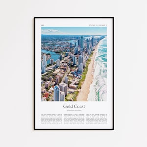 Gold Coast Color Print, Gold Coast Real Photo Poster, Gold Coast Travel Poster Gift, Queensland, Australia Travel poster, Minimal City Print