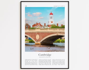 Cambridge Color Print, Cambridge Real Photo Poster, Cambridge Travel Poster Gift, Massachusetts, United States, USA, Wall Art Print