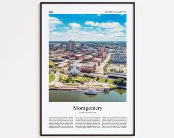 Montgomery Farbdruck, Montgomery Echtfoto Poster, Montgomery Reise Poster Geschenk, Alabama, USA, Wand Kunst Druck