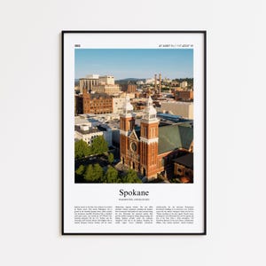 Spokane Color Print, Spokane Real Photo Poster, Spokane Travel Poster Gift, Washington, United States, USA Travel poster, Minimal City Print