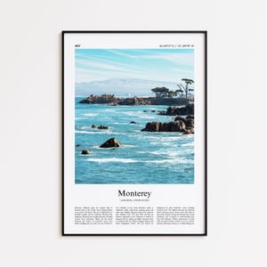 Monterey Color Print, Monterey Real Photo Poster, Monterey Travel Poster Gift, California, United States, USA Travel poster, Minimal Print