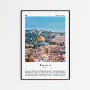 Impresión a color de Jerusalén, póster fotográfico real de Jerusalén, póster de viaje de Jerusalén, póster de viaje de Israel, impresión minimalista de ciudad, impresión de arte mural