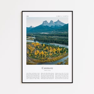 Canmore Color Print, Canmore Real Photo Poster, Canmore Travel Poster Gift, Alberta, Canada Travel poster, Minimal City Print