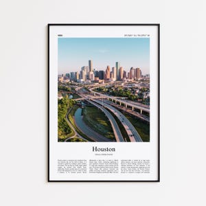 Houston Color Print, Houston Real Photo Poster, Houston Travel Poster Gift, Texas, United States, USA Travel poster, Minimal City Print