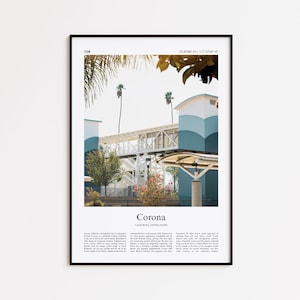 Corona Color Print, Corona Real Photo Poster, Corona Travel Poster Gift, California, United States, USA Travel poster, Minimal City Print