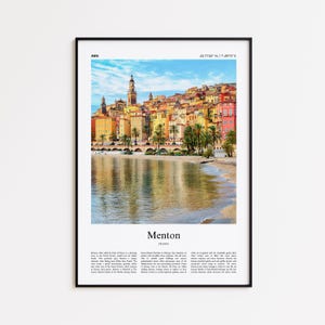 Menton Color Print, Menton Real Photo Poster, Menton Travel Poster Gift, France Travel poster, Minimal City Print, Wall Art Print