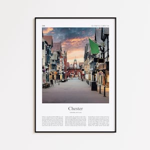 Chester Color Print, Chester Real Photo Poster, Chester Travel Poster Gift, Cheshire, England UK Travel poster, Minimal City Print