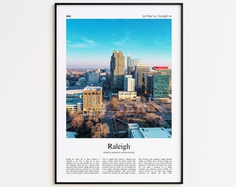 Raleigh Color Print, Raleigh Real Photo Poster, Raleigh Travel Poster Gift, North Carolina, United States, USA Travel poster, Minimal Print