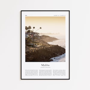 Malibu Color Print, Malibu Real Photo Poster, Malibu Travel Poster Gift, California Travel poster, Minimal City Print, Wall Art Print