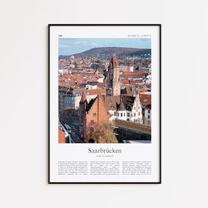 Saarbrücken Color Print, Saarbrücken Real Photo Poster, Saarbrucken Travel Poster Gift, Saarland, Germany Travel poster, Minimal City Print