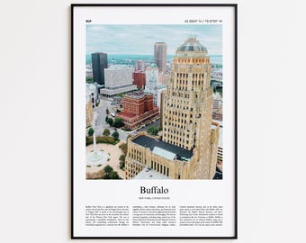 Buffalo Color Print, Buffalo Real Photo Poster, Buffalo Travel Poster Gift, New York, United States, USA Travel poster, Minimal City Print