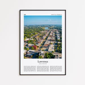 Lawrence Color Print, Lawrence Real Photo Poster, Lawrence Travel Poster Gift, Kansas, United States, USA Travel poster, Minimal City Print