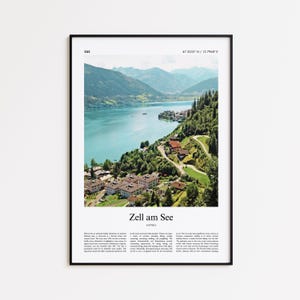 Zell am See Color Print, Zell am See Real Photo Poster, Zell am See Travel Poster Gift, Austria Travel poster, Minimal City Print