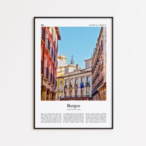 Burgos Farbdruck, Burgos Echtfoto Poster, Burgos Reise Poster Geschenk, Kastilien und León, Spanien Reiseplakat, Minimale Stadt Print