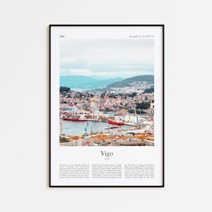 Vigo Farbdruck, Vigo Echtfoto Poster, Vigo Reise Poster Geschenk, Spanien Reiseplakat, Minimal City Print, Wand Kunst Druck