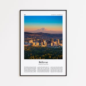 Bellevue Color Print, Bellevue Real Photo Poster, Bellevue Travel Poster Gift, Washington, United States, USA Travel poster, Minimal Print