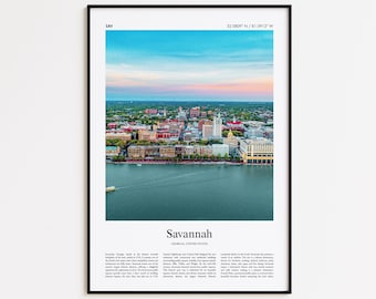 Savannah Color Print, Savannah Real Photo Poster, Savannah Travel Poster Gift, Georgia, United States, USA Travel poster, Minimal City Print