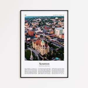 Scranton Color Print, Scranton Real Photo Poster, Scranton Travel Poster Gift, Pennsylvania, United States, USA Travel poster, Minimal Print
