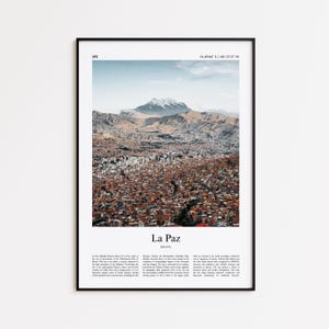 La Paz Color Print, La Paz Real Photo Poster, La Paz Travel Poster Gift, Bolivia Travel poster, Minimal City Print, Wall Art Print