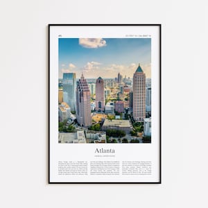 Atlanta Color Print, Atlanta Real Photo Poster, Atlanta Travel Poster Gift, Georgia, United States, USA Travel poster, Minimal City Print