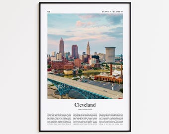 Cleveland Color Print, Cleveland Real Photo Poster, Cleveland Travel Poster Gift, Ohio, United States, USA Travel poster, Minimal City Print