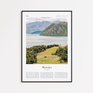 Wanaka Color Print, Wanaka Real Photo Poster, Wanaka Travel Poster Gift, New Zealand Travel poster, Minimal City Print, Wall Art Print