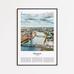 Glasgow kleurenafdruk, Glasgow echte foto poster, Glasgow reisposter cadeau, Verenigd Koninkrijk reisposter, minimale stad print, Wall Art Print
