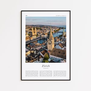 Zürich Color Print, Zürich Real Photo Poster, Zurich Travel Poster Gift, Switzerland Travel poster, Minimal City Print, Wall Art Print