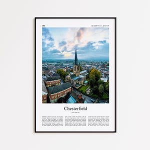 Chesterfield Color Print, Chesterfield Real Photo Poster, Chesterfield Travel Poster Gift, United Kingdom Travel poster, Minimal City Print