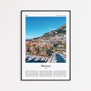Monaco Color Print, Monaco Real Photo Poster, Monaco Travel Poster Gift, Travel poster, Minimal City Print, Wall Art Print