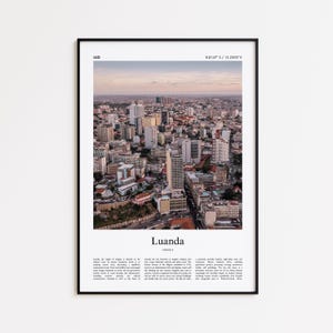 Impresión a color de Luanda, póster fotográfico real de Luanda, póster de viaje de Luanda, póster de viaje de Angola, impresión minimalista de la ciudad, impresión de arte mural