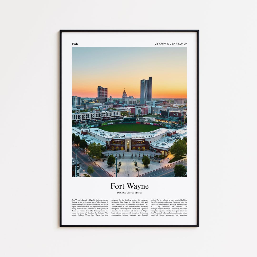 Fort Wayne Color Print, Fort Wayne Real Photo Poster, Fort Wayne