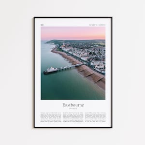Eastbourne Color Print, Eastbourne Real Photo Poster, Eastbourne Travel Poster Gift, United Kingdom Travel poster, Minimal City Print