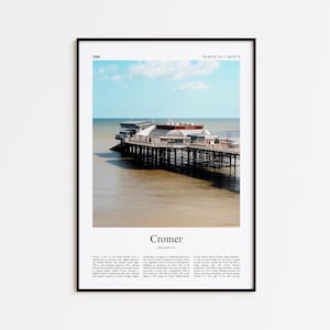 Cromer Color Print, Cromer Real Photo Poster, Cromer Travel Poster Gift, Norfolk, United Kingdom Travel poster, Minimal City Print