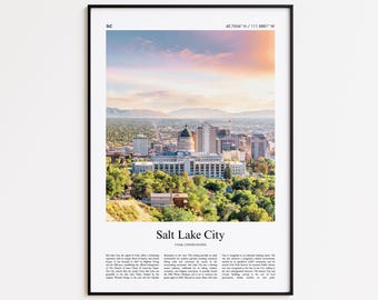 Salt Lake City Color Print, Salt Lake City Real Photo Poster, Salt Lake City Travel Poster Gift, Utah, United States, USA, Wall Art Print