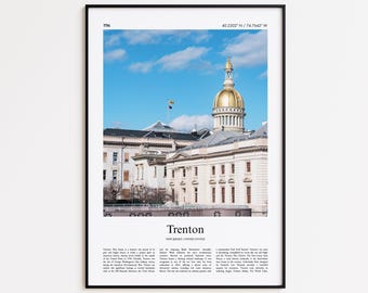 Trenton Color Print, Trenton Real Photo Poster, Trenton Travel Poster Gift, New Jersey, United States, USA Travel poster, Minimal City Print