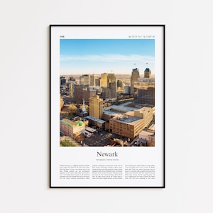 Newark Color Print, Newark Real Photo Poster, Newark Travel Poster Gift, New Jersey, United States, USA Travel poster, Minimal City Print