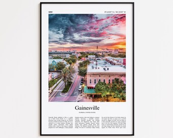 Gainesville Color Print, Gainesville Real Photo Poster, Gainesville Travel Poster Gift, Florida, United States, USA, Wall Art Print